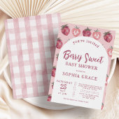 ピンクのイチゴの赤ちゃんシャワー 招待状
