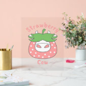 ピンクのイチゴクラシック牛Tシャツ アクリルサイン (ウェディング)