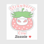 ピンクのイチゴクラシック牛Tシャツ シール (シート)