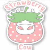 ピンクのイチゴクラシック牛Tシャツ シール (正面)