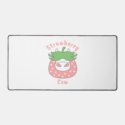ピンクのイチゴクラシック牛Tシャツ デスクマット (正面)