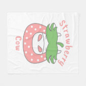 ピンクのイチゴクラシック牛Tシャツ フリースブランケット (正面(横))