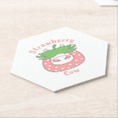 ピンクのイチゴクラシック牛Tシャツ ペーパーコースター (アングル)