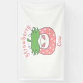 ピンクのイチゴクラシック牛Tシャツ 横断幕 (縦)