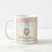 ピンクのイチゴグリッタードリップコンフェクション甘い金ゴールド コーヒーマグカップ (左)