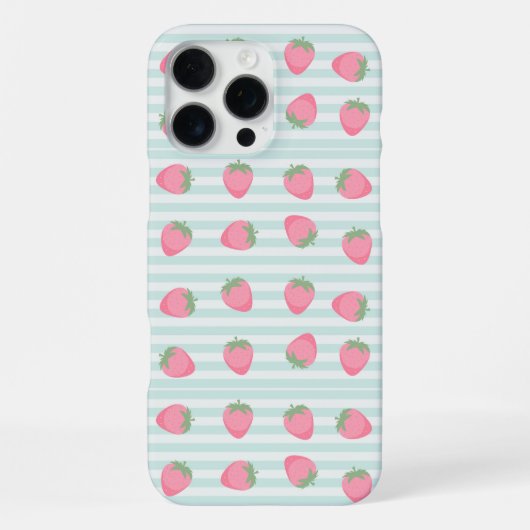 ピンクのイチゴストライプ iPhoneケース (裏面)