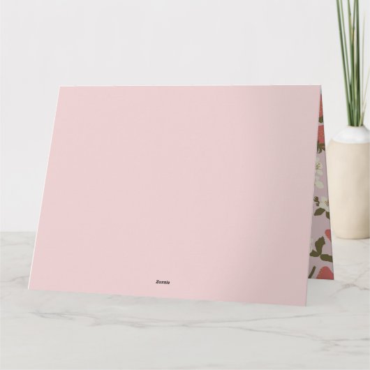 ピンクのイチゴ折り畳みサンキューカード サンキューカード (裏面)