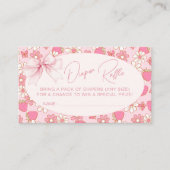 ピンクのイチゴ甘い赤ちゃんシャワーおむつラッフル エンクロージャーカード (正面)