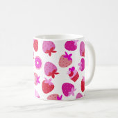 ピンクのイチゴ畑の夏の熱帯イニシャル コーヒーマグカップ (正面右)