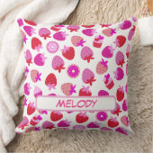 ピンクのイチゴ畑サマーフルーツ クッション (ブランケット)