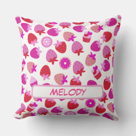ピンクのイチゴ畑サマーフルーツ クッション