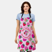 ピンクのイチゴ畑サマーベーカリー果実 エプロン (着用した状態)