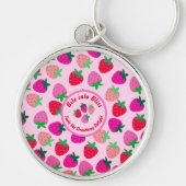 ピンクのイチゴ畑サマーベーカリー果実 キーホルダー (正面)