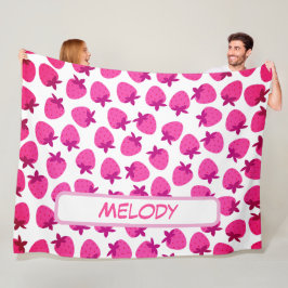 ピンクのイチゴ畑サマーベーカリー果実 フリースブランケット