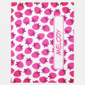 ピンクのイチゴ畑サマーベーカリー果実 フリースブランケット (正面)