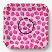 ピンクのイチゴ畑サマーベーカリー果実 ペーパープレート (正面)