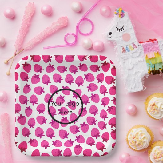 ピンクのイチゴ畑サマーベーカリー果実 ペーパープレート (パーティー)