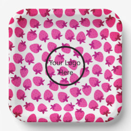 ピンクのイチゴ畑サマーベーカリー果実 ペーパープレート