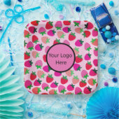 ピンクのイチゴ畑サマーベーカリー果実 ペーパープレート (パーティー)