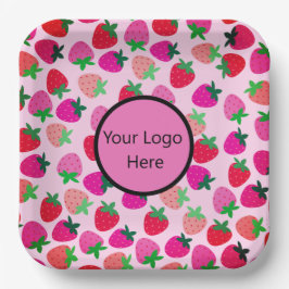 ピンクのイチゴ畑サマーベーカリー果実 ペーパープレート
