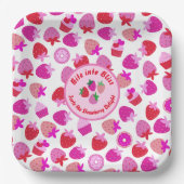 ピンクのイチゴ畑サマーベーカリー果実 ペーパープレート (正面)