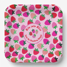 ピンクのイチゴ畑サマーベーカリー果実 ペーパープレート