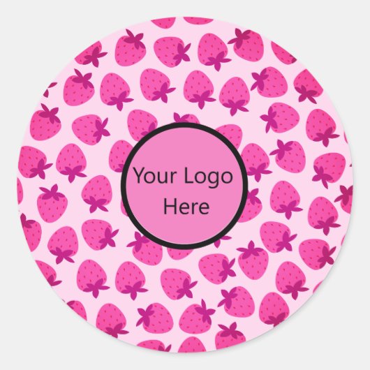 ピンクのイチゴ畑サマーベーカリー果実 ラウンドシール (正面)