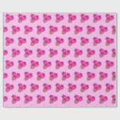 ピンクのイチゴ畑夏かわいいフルーツ ラッピングペーパー (フラット)