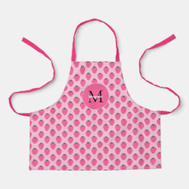 ピンクのイチゴ、かわいいカスタマイズ女の子 エプロン