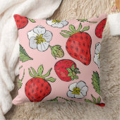 ピンクのイチゴ クッション (ブランケット)