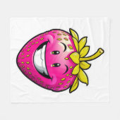 ピンクのイチゴ フリースブランケット (正面(横))