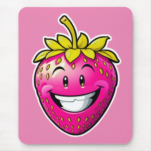 ピンクのイチゴ マウスパッド (正面)