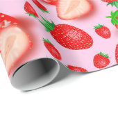 ピンクのイチゴ ラッピングペーパー (ロールコーナー)