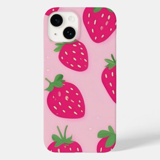 ピンクのイチゴiPhone 14ケース Case-Mate iPhoneケース (裏面)