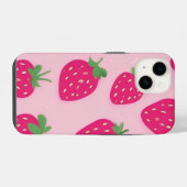 ピンクのイチゴiPhone 14ケース iPhoneケース (裏面横)