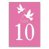 ピンクのイベントのテーブル数を結婚している白い鳩の鳥 テーブルナンバー (正面)