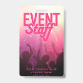ピンクのイベントスタッフバッジ(コンサートまたはフェスティバル) バッジ (Front)