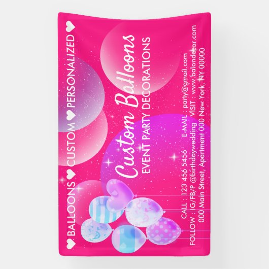 ピンクのイベントプランナー 自宅ウェディングバルーン 横断幕 (縦)