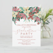 ピンクのイボリーの花と緑の花束　卒業式 招待状 (スタンド正面)