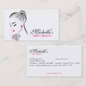 ピンクのイヤリングをつけた美しい女性のロゴ 名刺 (正面/裏面)