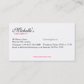 ピンクのイヤリングをつけた美しい女性のロゴ 名刺 (裏面)