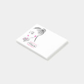 ピンクのイヤリングを持つ美しい女性ブランディング ポストイット (アングル)