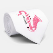 ピンクのイラストレーションテクスチャのサックスグリッター ネクタイ (ロール)