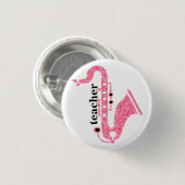 ピンクのイラストレーションテクスチャのサックスグリッター 缶バッジ (正面&裏面)