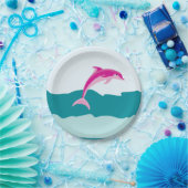 ピンクのイルカのテーマのプレート ペーパープレート (パーティー)