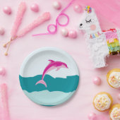 ピンクのイルカのテーマのプレート ペーパープレート (パーティー)