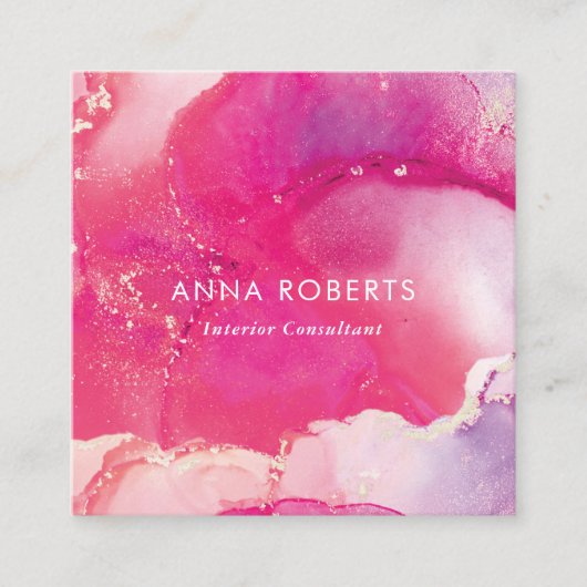 ピンクのインキーの四角い名刺 スクエア名刺 (正面)