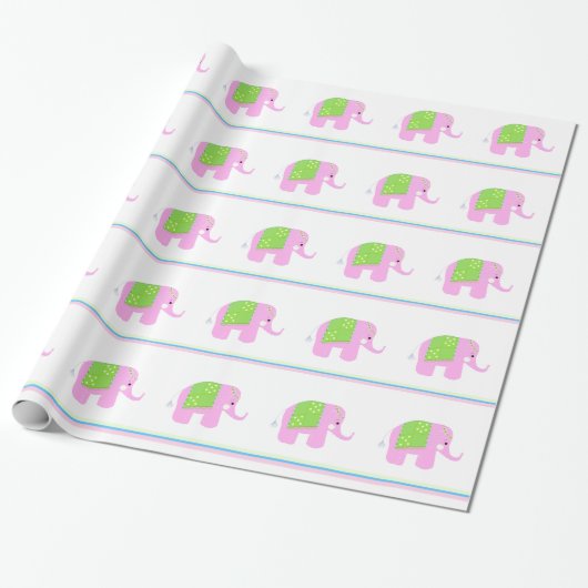 ピンクのインドゾウ ラッピングペーパー (アンロールド)