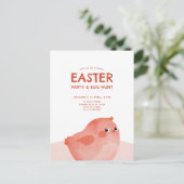 ピンクのイースターの鶏 ポストカード (スタンド正面)