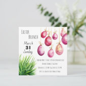 ピンクのイースターエッグと緑の草の房 招待状 (スタンド正面)